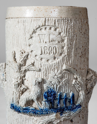 Exceptional Stoneware Presentation Mug w/ Applied Dog Scene, 