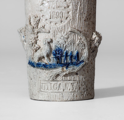 Exceptional Stoneware Presentation Mug w/ Applied Dog Scene, 