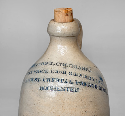 Rare Small-Sized Rochester, NY Stoneware Advertising Jug, possibly John Burger