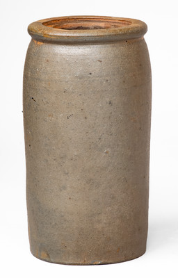 Unusual WV or Western PA Stoneware Canning Jar w/ Cobalt Foliate Decoration