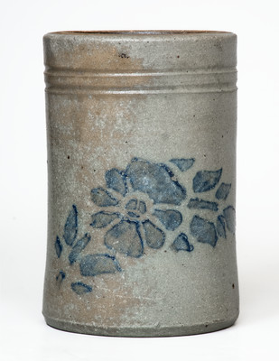 Western PA Stoneware Jar w/ Cobalt-Stenciled Floral Motif, c1875