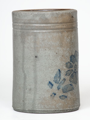 Western PA Stoneware Jar w/ Cobalt-Stenciled Floral Motif, c1875