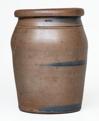 Palatine, WV Stoneware Jar w/ Cobalt Stripe Decoration, c1875