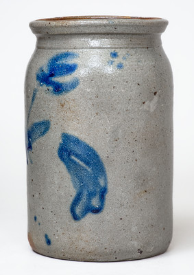 Probably Virginia Stoneware Jar w/ Cobalt Floral Decoration