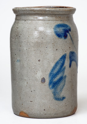 Probably Virginia Stoneware Jar w/ Cobalt Floral Decoration