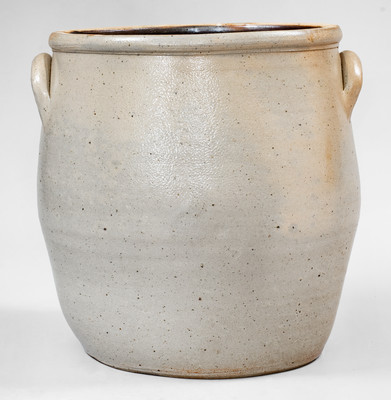 F.A. GALE / GALESVILLE, N.Y Stoneware Jar w/ Cobalt Floral Decoration, c1860-65