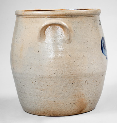 F.A. GALE / GALESVILLE, N.Y Stoneware Jar w/ Cobalt Floral Decoration, c1860-65