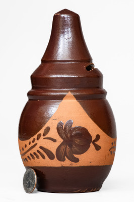 Extremely Rare Handled Tanware Bank, New Geneva or Greensboro, PA origin, circa 1885.