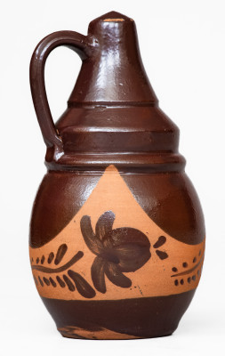 Extremely Rare Handled Tanware Bank, New Geneva or Greensboro, PA origin, circa 1885.