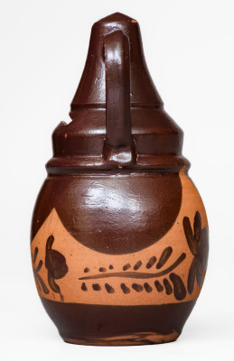 Extremely Rare Handled Tanware Bank, New Geneva or Greensboro, PA origin, circa 1885.