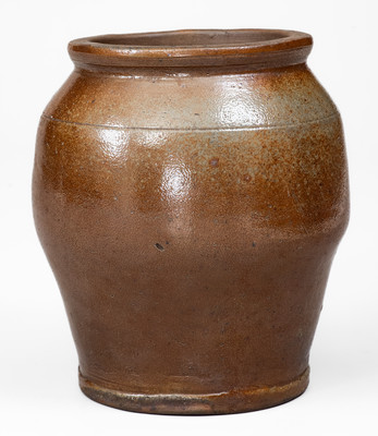 Rare J. MILLER / WHEELING, VA Small-Sized Ovoid Stoneware Jar, circa 1830