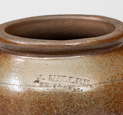Rare J. MILLER / WHEELING, VA Small-Sized Ovoid Stoneware Jar, circa 1830