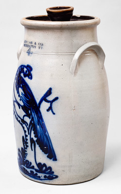 Exceptional 4 Gal. J. NORTON & CO. / BENNINGTON, VT Stoneware Pheasant Churn