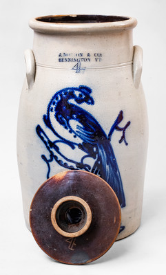 Exceptional 4 Gal. J. NORTON & CO. / BENNINGTON, VT Stoneware Pheasant Churn