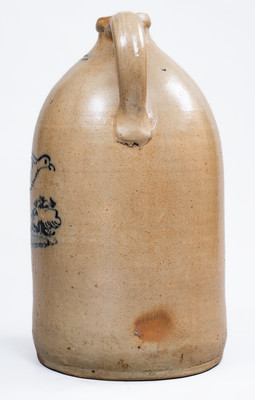 Exceptional W. A. LEWIS / GALESVILLE, NY Stoneware Double-Handled Jug w/ Elaborate Turkey Decoration