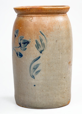 2 Gal. Maryland Stoneware Jar w/ Floral Decoration, circa 1875