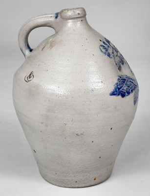 Fine Ovoid Stoneware Jug w/ Elaborate Incised Floral Decoration attrib. George Lent, Troy, NY, c1820