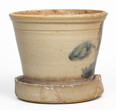 Attrib. Fulper Pottery, Flemington, NJ Stoneware Flowerpot w/ Floral Decoration
