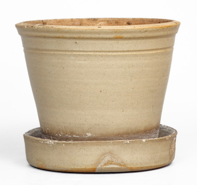 Attrib. Fulper Pottery, Flemington, NJ Stoneware Flowerpot w/ Floral Decoration