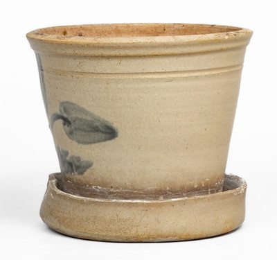 Attrib. Fulper Pottery, Flemington, NJ Stoneware Flowerpot w/ Floral Decoration