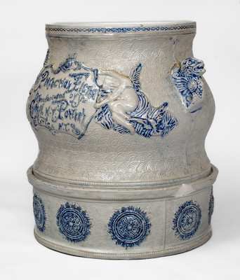 Elaborate CENTRAL N.Y. POTTERY / UTICA, NY Stoneware Water Cooler