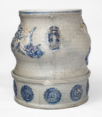 Elaborate CENTRAL N.Y. POTTERY / UTICA, NY Stoneware Water Cooler