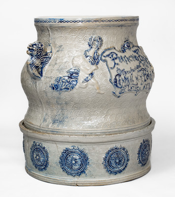 Elaborate CENTRAL N.Y. POTTERY / UTICA, NY Stoneware Water Cooler