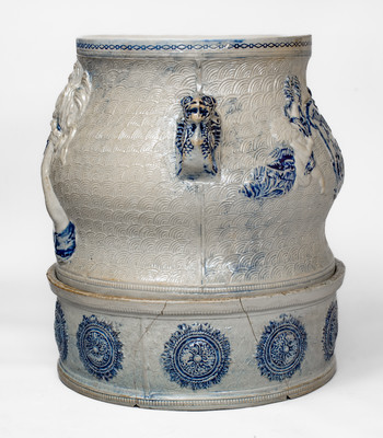 Elaborate CENTRAL N.Y. POTTERY / UTICA, NY Stoneware Water Cooler