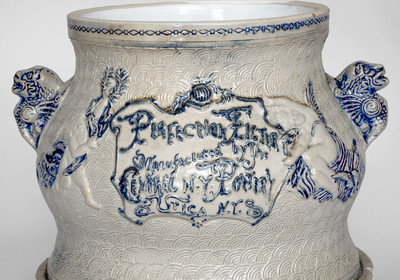 Elaborate CENTRAL N.Y. POTTERY / UTICA, NY Stoneware Water Cooler