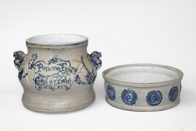 Elaborate CENTRAL N.Y. POTTERY / UTICA, NY Stoneware Water Cooler