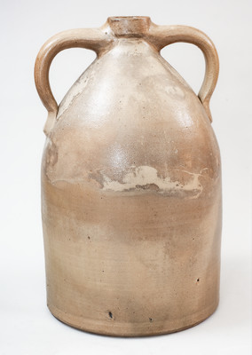 6 Gal. SATTERLEE & MORY / FT. EDWARD, N Y Stoneware Cooler w/ Elaborate Cobalt Floral Decoration