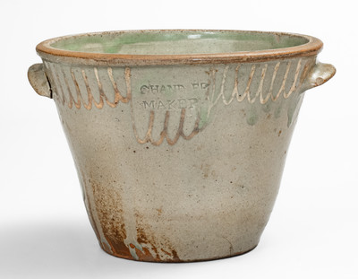 CHANDLER / MAKER (Thomas Chandler) Edgefield District, SC Stoneware Bowl w/ Kaolin Slip Decoration