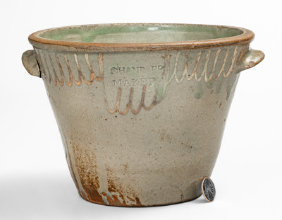 CHANDLER / MAKER (Thomas Chandler) Edgefield District, SC Stoneware Bowl w/ Kaolin Slip Decoration