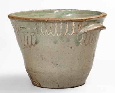 CHANDLER / MAKER (Thomas Chandler) Edgefield District, SC Stoneware Bowl w/ Kaolin Slip Decoration