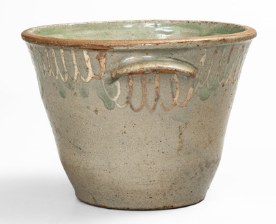 CHANDLER / MAKER (Thomas Chandler) Edgefield District, SC Stoneware Bowl w/ Kaolin Slip Decoration