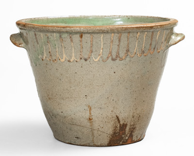 CHANDLER / MAKER (Thomas Chandler) Edgefield District, SC Stoneware Bowl w/ Kaolin Slip Decoration