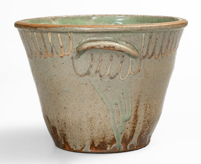 CHANDLER / MAKER (Thomas Chandler) Edgefield District, SC Stoneware Bowl w/ Kaolin Slip Decoration