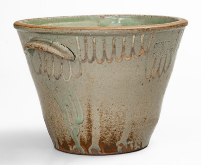 CHANDLER / MAKER (Thomas Chandler) Edgefield District, SC Stoneware Bowl w/ Kaolin Slip Decoration