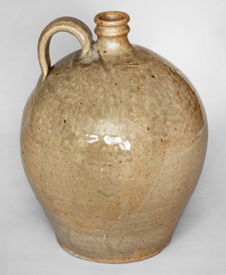 Exceedingly Rare and Important Two-Gallon Alkaline-Glazed Stoneware Dated Jug, Inscribed 