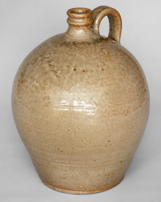 Exceedingly Rare and Important Two-Gallon Alkaline-Glazed Stoneware Dated Jug, Inscribed 