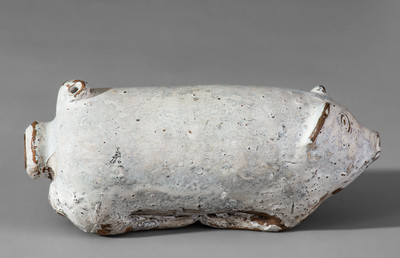 Painted Stoneware Pig Flask, probably Midwestern origin, late 19th century