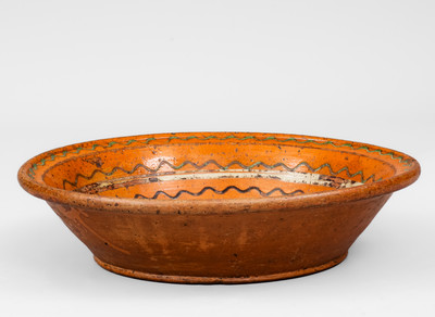 Redware Bowl w/ Three-Color Slip Decoration, Mid-Atlantic or Southern U.S., early 19th century