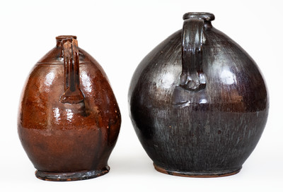 Two Glazed American Redware Jugs, 18th and/or 19th centuries