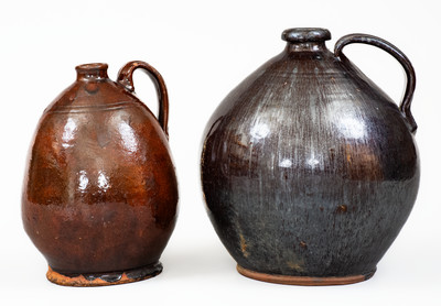 Two Glazed American Redware Jugs, 18th and/or 19th centuries