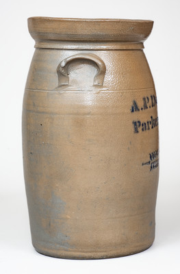 3 Gal. A. P. DONAGHHO / PARKERSBURG, W. V. Stoneware Churn