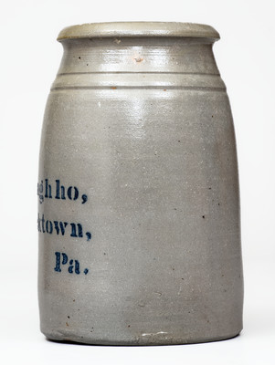 Scarce A. P. Donaghho / Fredericktown, Pa. Stoneware Canning Jar