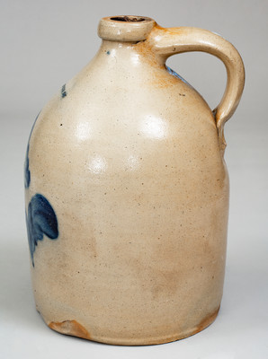 N. CLARK JR. / ATHENS, NY Stoneware Jug w/ Floral Decoration