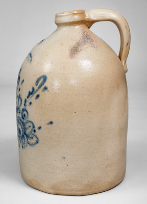 WHITES UTICA Stoneware Jug w/ Floral Decoration, circa 1870