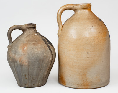 Lot of Two: Northeastern United States Stoneware Jugs w/ Floral Decoration