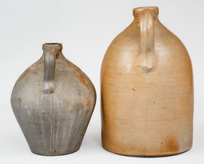 Lot of Two: Northeastern United States Stoneware Jugs w/ Floral Decoration